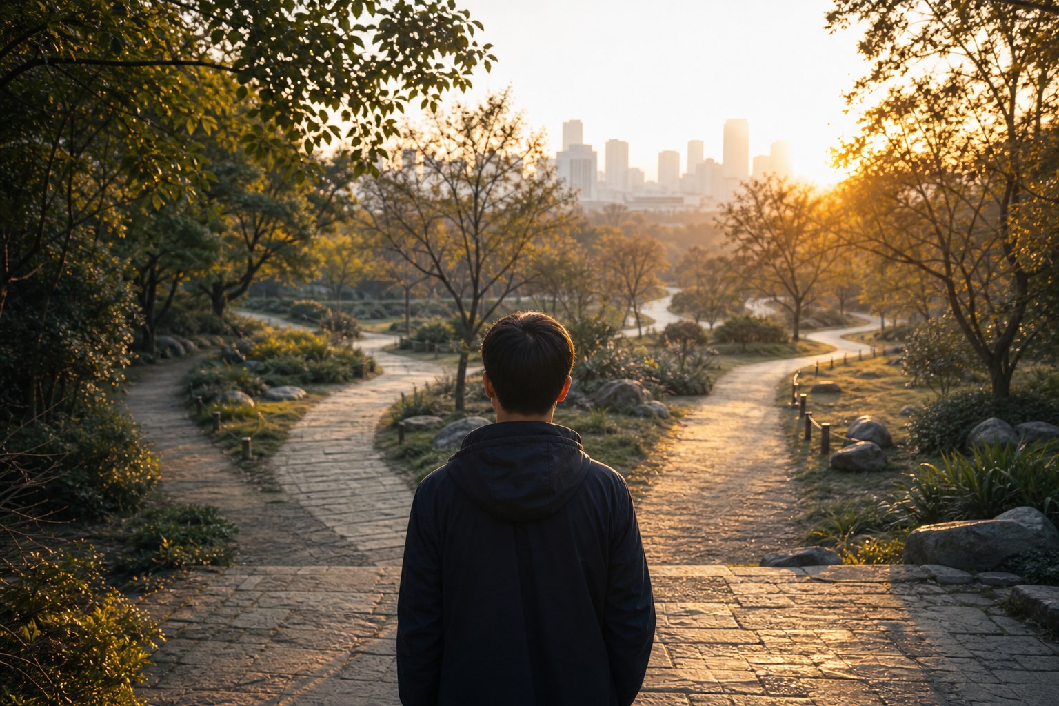 一个人从当下出发逐渐看清近期、中期与长期方向的概念场景